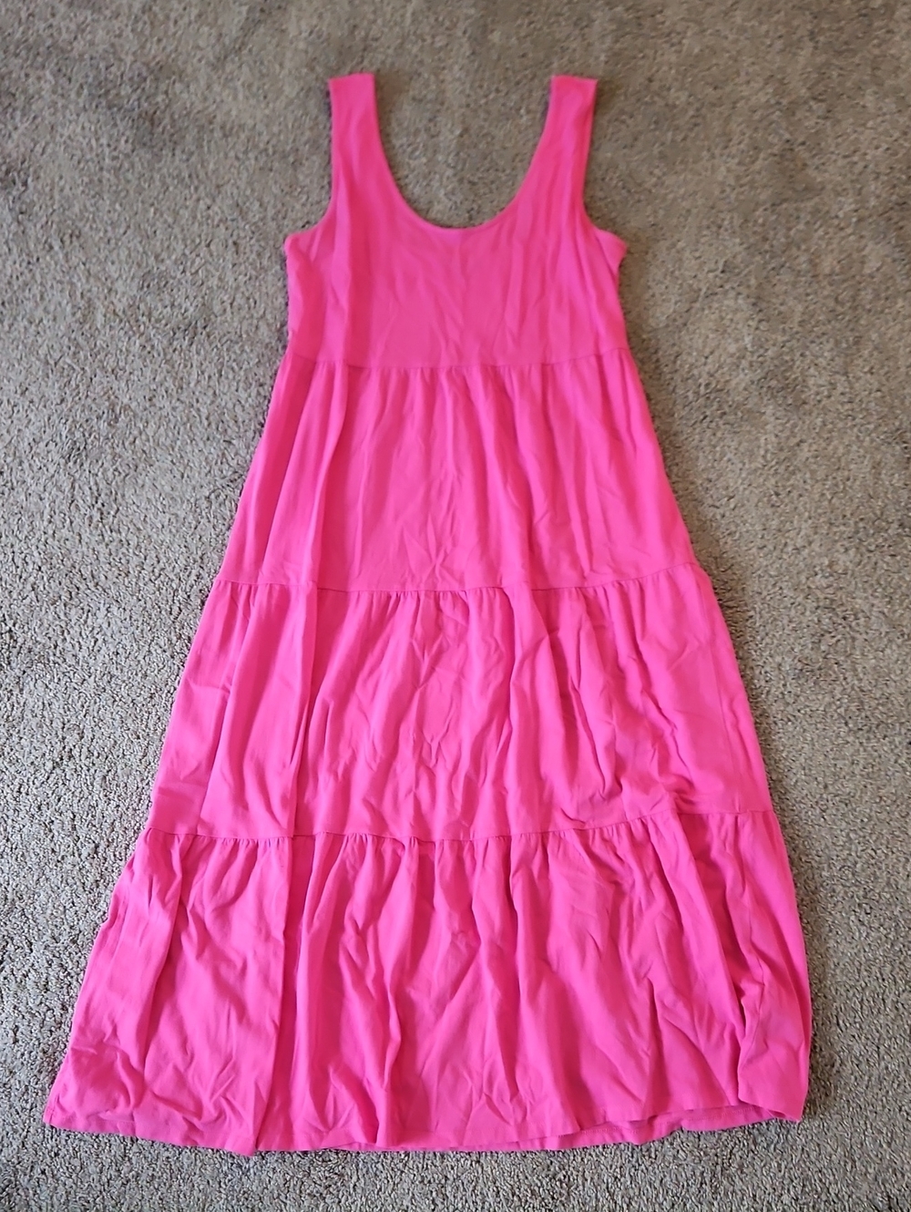 J Crew Bright Pink Sleeveless Tiered Dress